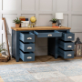 Westbury Blue Painted Large Twin Pedestal Desk