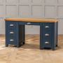 Westbury Blue Painted Large Twin Pedestal Desk