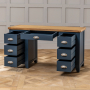 Westbury Blue Painted Large Twin Pedestal Desk