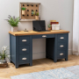 Westbury Blue Painted Large Twin Pedestal Desk