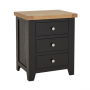 Cheshire Black Painted Oak 3 Drawer Bedside Table