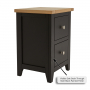 Cheshire Black Painted Oak Slim 2 Drawer Bedside Table