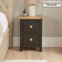 Cheshire Black Painted Oak Slim 2 Drawer Bedside Table