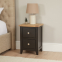 Cheshire Black Painted Oak Slim 2 Drawer Bedside Table