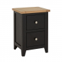 Cheshire Black Painted Oak Slim 2 Drawer Bedside Table