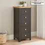 Cheshire Black Painted Oak 5 Drawer Tallboy Wellington Chest