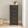 Cheshire Black Painted Oak 5 Drawer Tallboy Wellington Chest