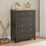 Cheshire Black Painted Oak 2 over 4 Drawer Tall Chest