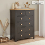 Cheshire Black Painted Oak 2 over 4 Drawer Tall Chest