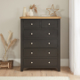 Cheshire Black Painted Oak 2 over 4 Drawer Tall Chest