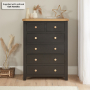 Cheshire Black Painted Oak 2 over 4 Drawer Tall Chest