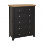 Cheshire Black Painted Oak 2 over 4 Drawer Tall Chest