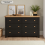 Cheshire Black Painted Oak Wide 6 Drawer Chest