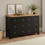 Cheshire Black Painted Oak Wide 6 Drawer Chest