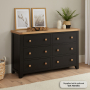 Cheshire Black Painted Oak Wide 6 Drawer Chest