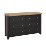 Cheshire Black Painted Oak Wide 6 Drawer Chest