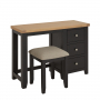 Cheshire Black Painted Oak Pedestal Dressing Table Set with Stool