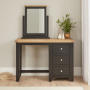 Cheshire Black Painted Oak Pedestal Dressing Table Set with Mirror