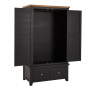 Cheshire Black Painted Oak Double 2 Door Wardrobe with 2 Drawers