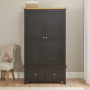 Cheshire Black Painted Oak Double 2 Door Wardrobe with 2 Drawers