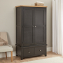 Cheshire Black Painted Oak Double 2 Door Wardrobe with 2 Drawers