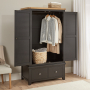 Cheshire Black Painted Oak Double 2 Door Wardrobe with 2 Drawers