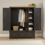 Cheshire Black Painted Oak Triple 3 Door Mirrored Wardrobe with 3 Drawers