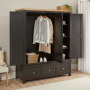 Cheshire Black Painted Oak Triple 3 Door Mirrored Wardrobe with 3 Drawers