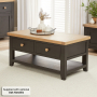 Cheshire Black Painted Oak 2 Drawer Coffee Table with Shelf 