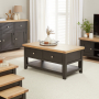 Cheshire Black Painted Oak 2 Drawer Coffee Table with Shelf 