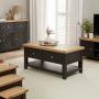 Cheshire Black Painted Oak 2 Drawer Coffee Table with Shelf 