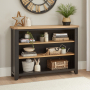 Cheshire Black Painted Oak Wide Low Bookcase 