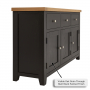 Cheshire Black Painted Oak Large 3 Drawer 3 Door Sideboard