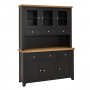 Cheshire Black Painted Oak Large Glazed Dresser Sideboard