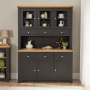 Cheshire Black Painted Oak Large Glazed Dresser Sideboard