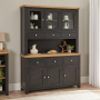 Cheshire Black Painted Oak Large Glazed Dresser Sideboard