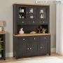 Cheshire Black Painted Oak Large Glazed Dresser Sideboard