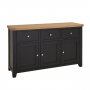 Cheshire Black Painted Oak Large 3 Drawer 3 Door Sideboard