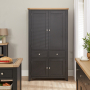 Cheshire Black Painted Oak Double Kitchen Larder Pantry Cupboard