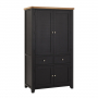 Cheshire Black Painted Oak Double Kitchen Larder Pantry Cupboard