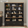 Cheshire Black Painted Oak Grand Library Bookcase with 3 Drawers