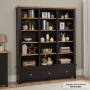 Cheshire Black Painted Oak Grand Library Bookcase with 3 Drawers