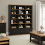 Cheshire Black Painted Oak Grand Library Bookcase with 3 Drawers