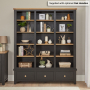 Cheshire Black Painted Oak Grand Library Bookcase with 3 Drawers