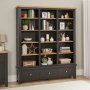 Cheshire Black Painted Oak Grand Library Bookcase with 3 Drawers