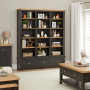 Cheshire Black Painted Oak Grand Library Bookcase with 3 Drawers