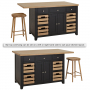 Cheshire Black Painted Oak Kitchen Island with Bar Table Top (4 Seater)