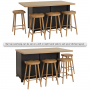 Cheshire Black Painted Oak Kitchen Island with Bar Table Top (4 Seater)