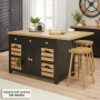 Cheshire Black Painted Oak Kitchen Island with Bar Table Top (4 Seater)