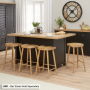 Cheshire Black Painted Oak Kitchen Island with Bar Table Top (4 Seater)